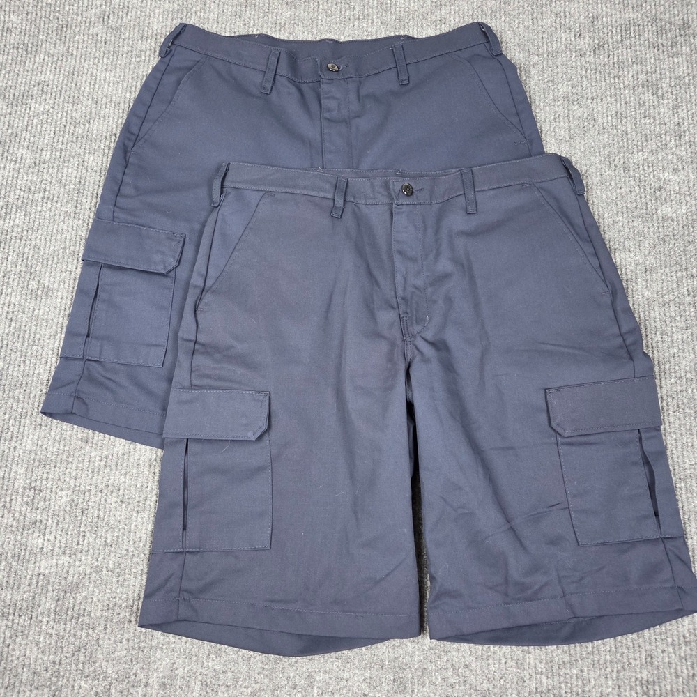 BUNDLE-(2) Pairs Red Kap Mens Navy Blue‎ Cargo Work Shorts PT66NV0 Size 36